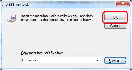 Printer Driver from Disk, OK